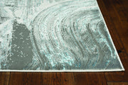 3' x 5' Silver or Blue Abstract Brushstrokes Area Rug