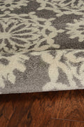 8' x 11' Grey or Ivory Floral Pattern Indoor Area Rug