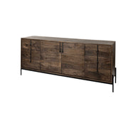 Brown Solid Wood Sideboard With 6 Drawers And 2 Cabinet Doors