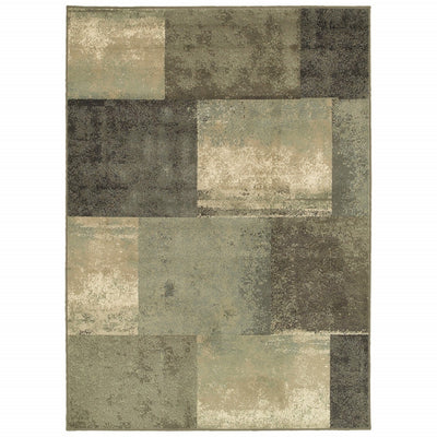 7' x 10' Brown and Gray Abstract Marble Squares Indoor Area Rug