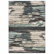 5' x 7' Ivory Blue Gray Abstract Layers Indoor Area Rug
