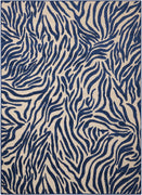 5’ x 8’ Navy Zebra Pattern Indoor Outdoor Area Rug