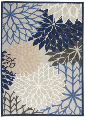 5’ x 8’ Blue Large Floral Indoor Outdoor Area Rug
