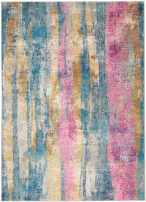 4’ x 6’ Gray Colorful Abstract Stripes Area Rug