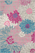 4’ x 6’ Gray and Pink Tropical Flower Area Rug