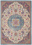 5’ x 7’ Pink and Blue Floral Medallion Area Rug