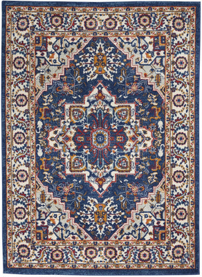 5’ x 7’ Blue and Ruby Medallion Area Rug