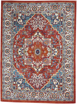 5’ x 7’ Red and Ivory Medallion Area Rug