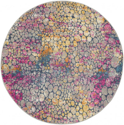 5’ Round Yellow and Pink Coral Reef Area Rug