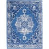 4’ x 6’ Navy Blue and Ivory Persian Medallion Area Rug
