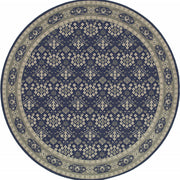 8’ Round Navy and Gray Floral Ditsy Area Rug