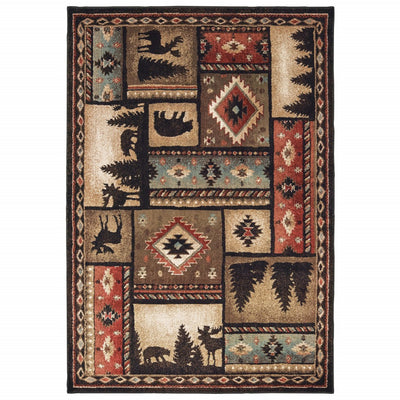 8’x10’ Black and Brown Nature Lodge Area Rug