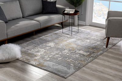 8’ x 11’ Beige and Gray Distressed Area Rug