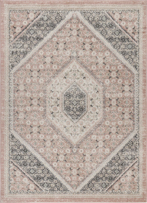 8’ x 10’ Gray and Soft Pink Traditional Area Rug