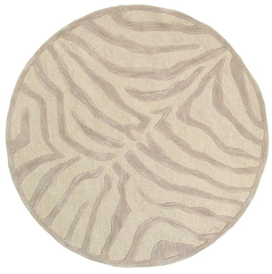 5’ Round Taupe Zebra Pattern Area Rug