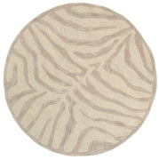 8’ Round Taupe Zebra Pattern Area Rug