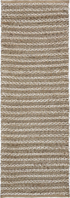 2’ x 6’ Tan and Beige Braided Stripe Runner Rug