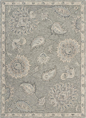 7’ x 9' Light Gray Floral Area Rug