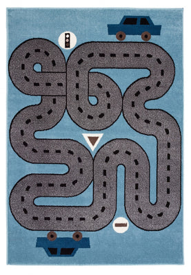 5’ x 7’ Blue Imaginative Racetrack Area Rug
