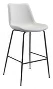 43" White And Black Steel Low Back Bar Height Chair With Footrest
