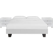 White Platform King Bed with Two Nightstands