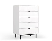 30" White Solid Wood Five Drawer Standard Chest