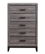 31" Grey Solid Wood Five Drawer Standard Chest