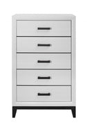 31" White Solid Wood Five Drawer Standard Chest