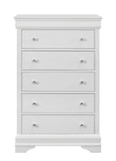31" Metallic White Solid Wood Five Drawer Standard Chest