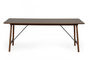 79" Walnut Rectangular Solid Manufactured Wood And Solid Wood Dining Table