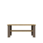 35" Natural Brown Rectangular Coffee Table With Shelf