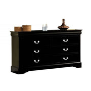 60" Black Manufactured Wood Six Drawer Double Dresser