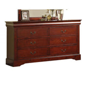 60" Cherry Manufactured Wood Six Drawer Double Dresser
