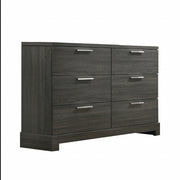 59" Gray Oak Manufactured Wood Six Drawer Double Dresser