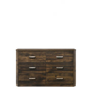 59" Rustic Walnut Manufactured Wood Six Drawer Double Dresser