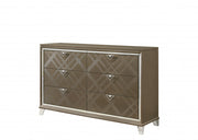 66" Dark Champagne Solid And Manufactured Wood Six Drawer Standard Dresser