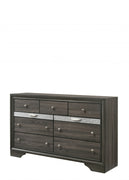 63" Gray Manufactured Wood Nine Drawer Triple Dresser