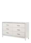 63" White Finish Manufactured Wood Six Drawer Standard Dresser