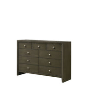 55" Gray Finish Manufactured Wood Nine Drawer Standard Dresser