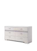 63" White High Gloss Manufactured Wood Eight Drawer Double Dresser