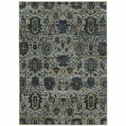5' X 7' Blue And Navy Oriental Power Loom Stain Resistant Area Rug