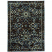2' X 3' Navy And Blue Oriental Power Loom Stain Resistant Area Rug