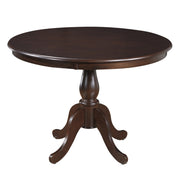 42" Espresso Brown Round Turned Pedestal Base Wood Dining Table