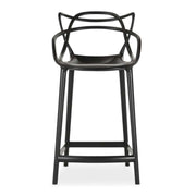 43" Black Abstract Mod Low Back Bar Height Chair With Footrest