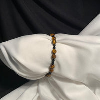 Swarovski Black Crystals with Tiger Eye Beads Men's Bracelet