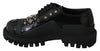 Black Leather Rubber Studded Laceups Shoes