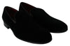 Black Velvet Flats Slipper Mens  Loafers Shoes