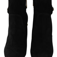 Black Suede Short Boots Zipper Shoes