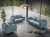 ACME Mesut Sofa, Light Blue Top Grain Leather & Black Finish LV02387