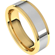 14K Yellow and White Gold Comfort Fit Flat Band